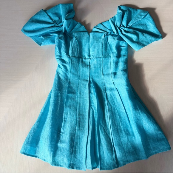 Cult Gaia NWT - Asal Dress in Tide Color - Turquoise Mini Dress - Picture 4 of 11